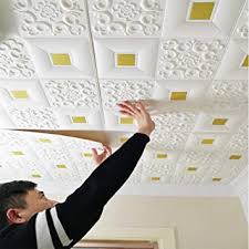 Counterbalancing the white walls is the bead board ceiling painted a shade called vardo by farrow and ball. Nasmodo Foam Wall 3d Ceiling Wallpaper Tiles Panel Vinyl Stickers Self Adhesive For Home Living Room Bedroom Wall Panels 70 X 70 Cm 4 White Gold Amazon In Home Improvement