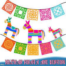 Mexican Pinatas And Bunting Fiesta Clipart Comes In Png Etsy Mexican Pinata Free Clip Art Clip Art