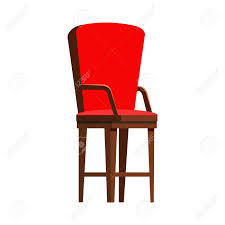 red wooden chair flat icon. seat, arm