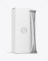 Download Metallic Stick Sachet W Paper Box Mockup In Box Mockups On Yellow Images Object Mockups