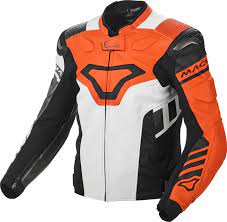 Macna Tracktix Leather Jacket Black White Orange 58