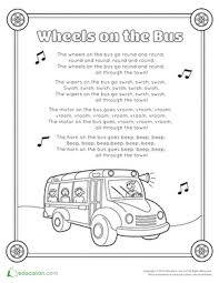 Wheels on the bus coloring page <a wheels on the bus coloring page. Wheels On The Bus Song Worksheet Education Com Wheels On The Bus Transportation Preschool Preschool Worksheets Free Printables