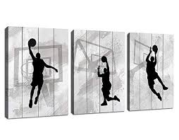 Hang this in an athlete's room! Wall Art Basketball Canvas Pictures Black And White Themes 3 Piece Canvas Art Sport Painting Prints