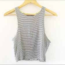 Black And White Striped Crop Tank Top Sold On Merc American Eagle Striped Crop Tank Striped Crop Top Tank Top Fashion Cropped Tank Top