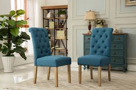 Roundhill Furniture Habit Solid Wood Tufted Parsons Dining Chair Tan Set Of 2 Walmart Com Blue Dining Chair Dining Chairs Parsons Dining Chairs