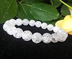 Genuine Crackle Clear Quartz Braceletcrackle Quartz Etsy Bracelets Handmade Beaded Rock Crystal Jewelry Crystal Beads Bracelet