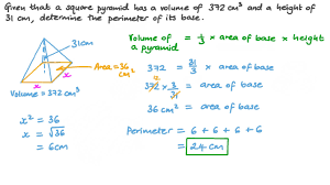 All triangular pyramids, either regular we can find volume of a triangular pyramid by multiplying the area of the triangular base and the pyramid's height and then divide the number by. Question Video Finding The Perimeter Of The Base Of A Pyramid Given Its Volume And Its Height Nagwa