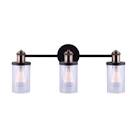 TOBIAS 3-Light 60W Matte Black with Gold Accents Vanity Light with Glass Shades IVL775A03BKG Home Decorators
