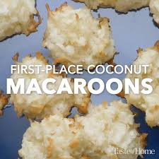 First Place Coconut Macaroons Video Recipe Video Macaroon Recipes Coconut Macaroons Recipe Coconut Desserts