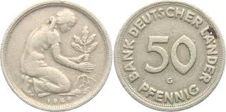 50 pfennig von 1949 (j) aus bank deutscher länder. Brd 50 Pfennig 1949 G Bank Deutscher Lander Ss Ma Shops