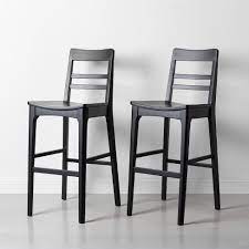 Supporting the stool are cabriole legs with a round footrest/stretcher. 2pk Wood Ladder Back Bar Stool Hearth Hand With Magnolia Target