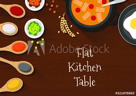 Flat Design Of Kitchen Table Top View Wooden Kitchen Table Suitable For Banner Flyer Restaurant Or Cafe Menu Li In 2020 Wooden Kitchen Table Cafe Menu Kitchen Table