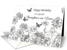 Birthday Card Sentiments For Daughter In Law Happy Birthday Lovely Daughter In Law Daisies Card Birthday Daughter In Law Black And White Flowers Butterfly Cards