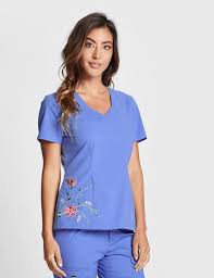 the embroidered top in ceil blue is a contemporary addition