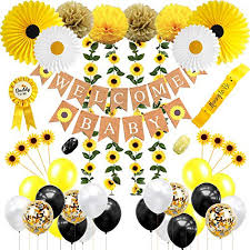Sunflower Baby Shower Decorations For Girl Gender Neutral Or Boy Sunflower Theme Baby Shower Decorations Sunflower Welcome Baby Banner Fowers Vine Cupcake Toppers Tissue Paper Fans Pom Poms Sa Walmart Com