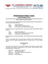 Pengertian dan penggunaan perjanjian kerjasama. Perjanjian Kerja Sama Sub Kontraktor Marwan