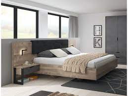 Lit 160x200 Ardensia Chene Vieilli Et Graphite Bobochic