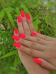 Neon Coral Nails Neon Coral Nails Coral Nails Spring Break Nails