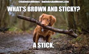 As every british seven year old knows, the answer is a stick. What S Brown And Sticky A Stick Dadjokesnmemes Dadjokesandmemes Com Made W Imgflip Meme Maker Create Memes Clean Jokes Memes