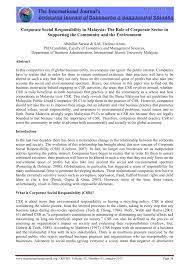 Previous studies found that the awareness and involvement of public listed companies (plcs) in malaysia in. Pdf Corporate Social Responsibility In Malaysia The Role Of Corporate Sector In Supporting The Community And The Environment