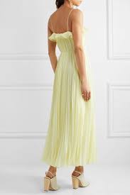 Adam Lippes Ruffle Trimmed Pleated Chiffon Maxi Dress