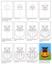 Begin sketching out the wild shape of the cat's head and or face. Cute Easy Halloween Cat Drawing Cuteanimals