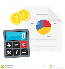 calculator pie chart and money flat icon stock vector