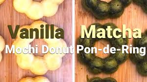 I bought that kawaii doughnuts for 126yen(about 1.3usd) each. Baking Chewy Mochi Donut Pon De Ring Vanilla Matcha Style No Deepfrying Simple Recipe Youtube