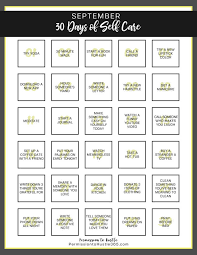 September Self Care 30 Days Self Care Mom Generations Care Calendar
