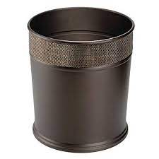 Shop our metal wastebaskets selection from the world's finest dealers on 1stdibs. Mdesign Decorative Round Small Trash Can Wastebasket Garbage Container Bin For Bathrooms Powder Rooms Kitchens Home Offices Steel In Bronze Finish With Woven Textured Accent Walmart Com Walmart Com