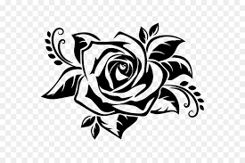 Black rose illustration, garden roses silhouette drawing stencil, rose, leaf, branch, logo png. Black Rose Drawing