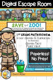 Digital Escape Room Save The Zoo Math Breakout Activity Addition And Subtraction Math 1st Grade Math