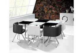 Tables à manger et chaises. Ensemble Table 6 Chaises Encastrables Plateau En Verre 4 Coloris Decome Store