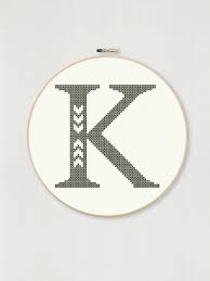 See more ideas about cross stitch alphabet, cross stitch, counted cross stitch. Cross Stitch Letter K Pattern With Chevron Detail Instant Etsy Cross Stitch Letter Cross Stitch Monogram Cross Stitch