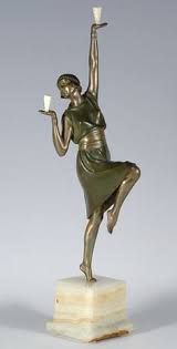 Large figure of a woman dancing with a scarf.figure of the arabian dancer in a purple costume with purple floral scarf on a small white oval base. 190 Art Deco Figurines Statues Ideas Art Deco Deco Art