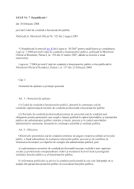 Privind codul de conduită a funcńionarilor publici. Http Www Apia Org Ro Files Pages Files Legea Nr 7 Pdf