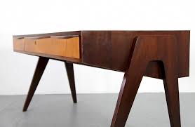Dark walnut finish with black frame. Mid Century Modern Walnut Writing Desk By Behr Mobel Adore Modern