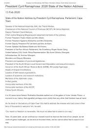 Sa moves to lockdown level 2. Https Www Justice Gov Za M Speeches 2020 20200213 Sona Pdf