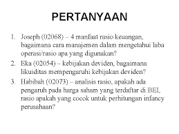 Pertanyaan dan jawaban tentang analisis rasio keuangan. Pertanyaan Tentang Rasio Aktivitas