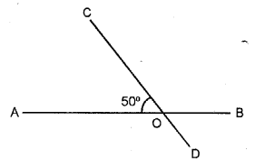 Two straight lines AB and CD intersect each other at a point O and angle  AOC = 50° find : angle BOD. - Studyrankersonline