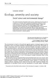 Ecology, amenity and society: social science and environmental change