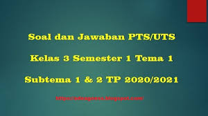 Download Soal Pts Uts Kelas 3 Semester 1 Sd Mi Kurikulum 2013 Tp 2020 2021 Sobang 2