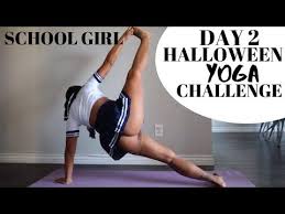 Yoga In School Girl Costume Day 2 Halloween Yoga Challenge Youtube In 2021 School Girl Costume School Girl Yoga Challenge