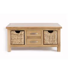 Our coffee tables are designed to look stylish and create a focal point in your living room. London Oak Large Coffee Table With Drawers Baskets Solid Wooden Roseland Furniture