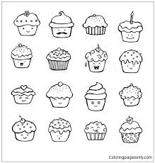 Cupcakes and muffins are delicious! Cute Cupcake Doodles Coloring Pages Food Coloring Pages Free Printable Coloring Pages Online