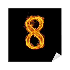 Sticker Fire alphabet number 8 eight - PIXERS.US