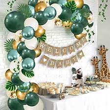 Safari jungle baby shower invitations, decorations, cakes and decorating ideas. Amazon Com Ola Memoirs Safari Baby Shower Decorations Jungle Theme Party Supplies With Lush Green Balloon Garland Arch Kit Backdrop Banner Tropical Palm Leaves Balloons Strip Ivy Vines Decor For Boy And Girl