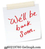 The comma after soon serves no purpose. We Will Be Back Soon Clip Art Royalty Free Gograph