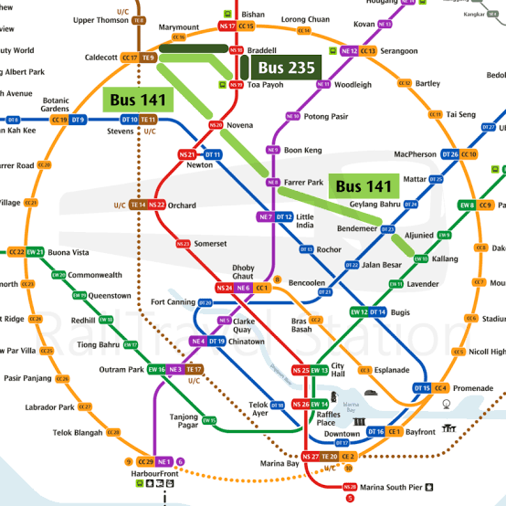 TEL2 Caldecott MRT Station Bus Connectivity Access Map & Information (Thomson-East Coast Line Stage 2) • RailTravel Station