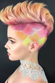 Rainbow Undercuts Are The Most Badass Festival Hairstyle Of All Undercut Hair Designs Chic Short Haircuts Womens Hairstyles